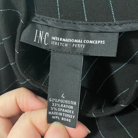 INC Black with Teal Pinstripes Short A-Line Skirt - Picture 5 of 6